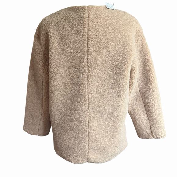 J Crew Factory Coat Women's Sherpa Toggle Beige XSP Petite Bohemian Boho - Picture 3 of 7